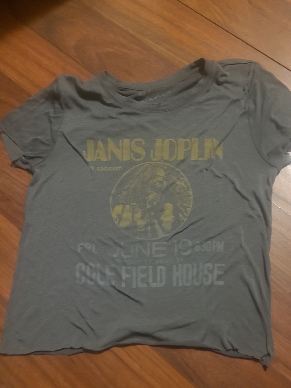Lucky Brand Gray Janis Joplin Graphic Tee with Yellow Print